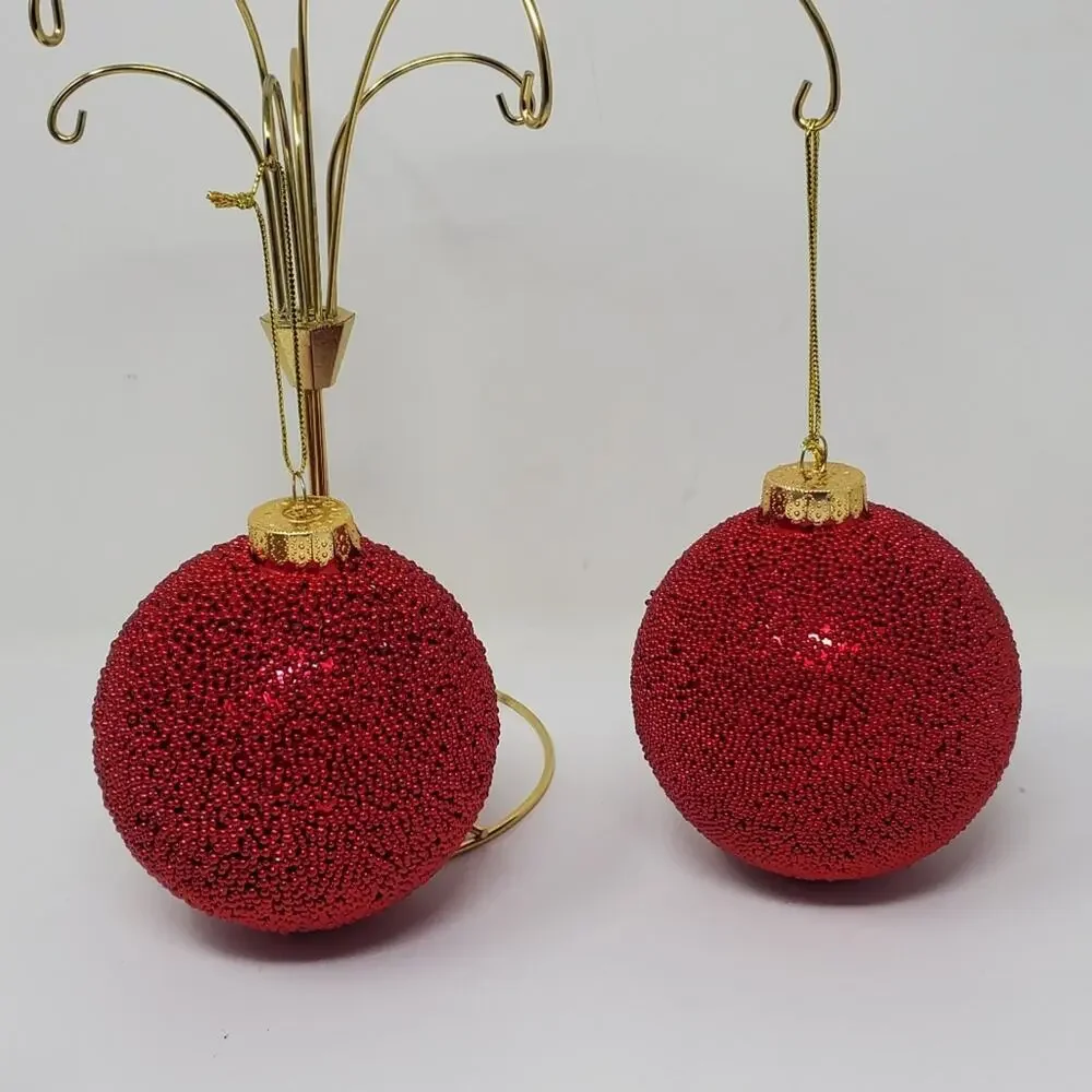 Dillard's Trimmings Glittering Round Glass Ornaments Set of 2 NIB 4